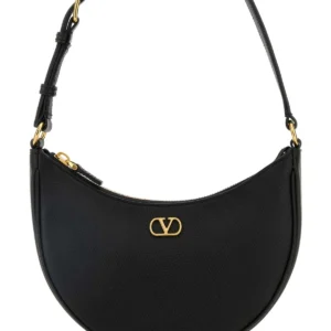Black leather mini Vlogo shoulder bag