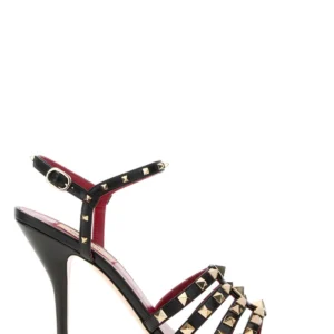 Black leather Rockstud sandals
