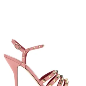 Pink leather Rockstud sandals