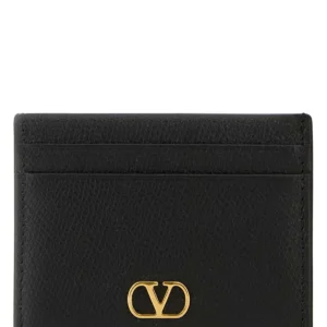 Black leather card holder