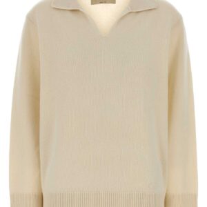 Ivory cashmere polo shirt