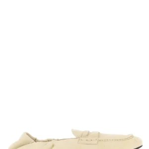 Ivory suede loafers