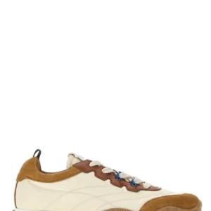Ivory Re-Nylon and suede sneakers