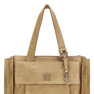 Beige suede Utilitaire shopping bag