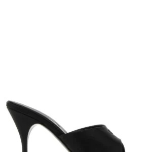 Black satin mules