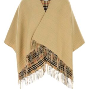 Beige wool reversibile cape