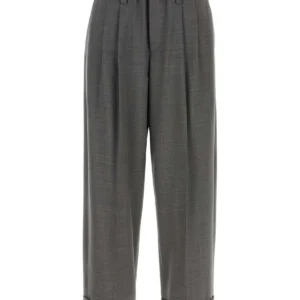Grey stretch wool blend pant