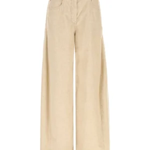 Sand corduroy wide-leg pant
