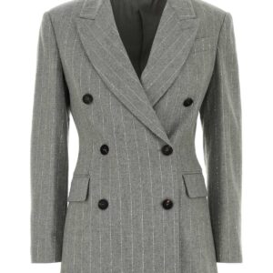 Embroidered stretch wool blend blazer