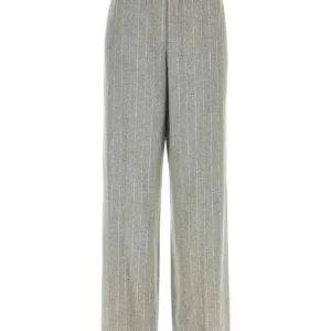Embroidered wool blend pant