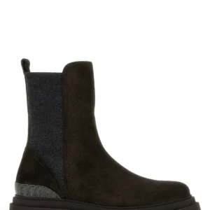 Dark brown suede boots