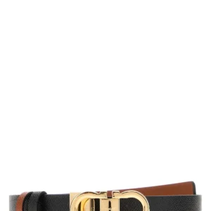 Black leather reversible belt