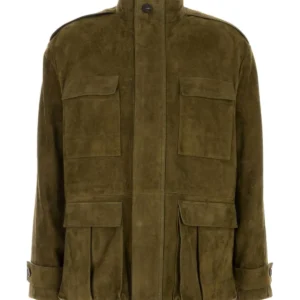 Olive green suede jacket