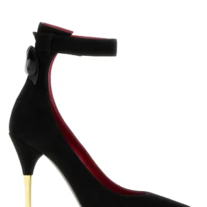 Black suede pumps