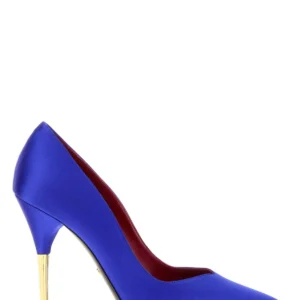 Electric blue satin pumps