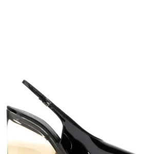 Black leather pumps