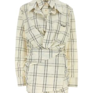 Embroidered cotton mini shirt dress