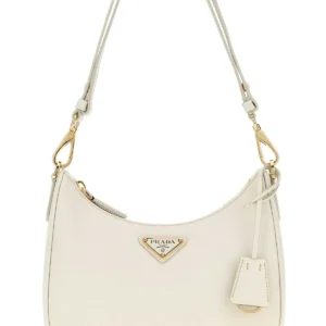 Ivory leather mini Prada Re-Edition shoulder bag