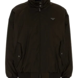 Brown Re-Nylon bomber jacket