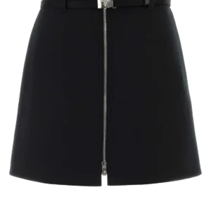 Black wool mini skirt