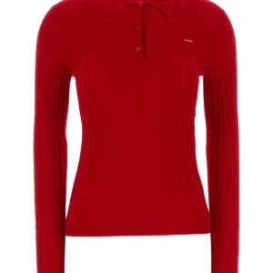 Red cotton blend polo shirt