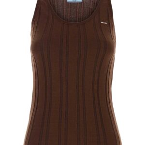 Brown cotton blend tank top