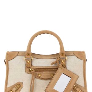 Two-tone canvas and suede small Le City handbag