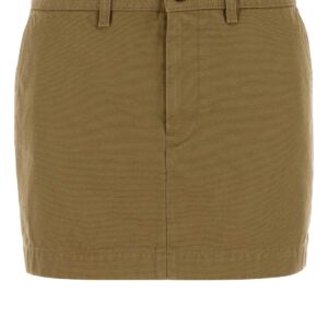 Khaki denim mini skirt