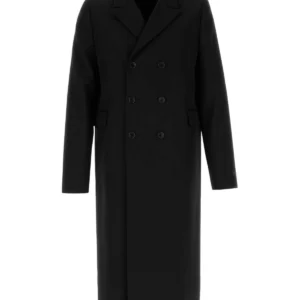 Black wool overcoat