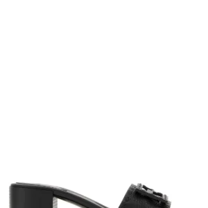 Black leather Baguette mules