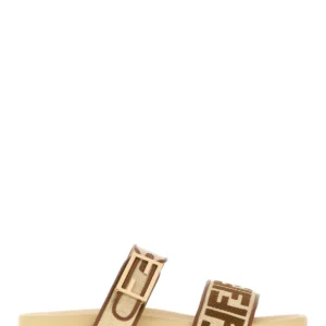 Two-tone raffia Fendi Feel slippers