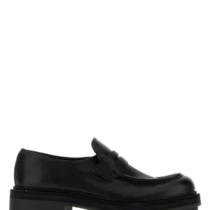 Black leather loafers