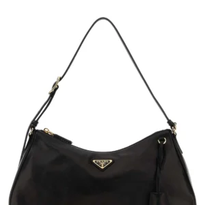 Black nappa leather shoulder bag