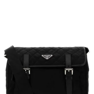 Black fabric crossbody bag