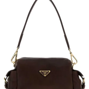 Brown nappa leather shoulder bag