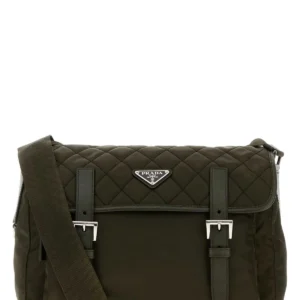 Olive green fabric crossbody bag