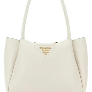 Ivory leather small handbag
