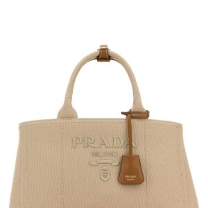 Beige canvas large Prada JardiniÃ¨re shopping bag