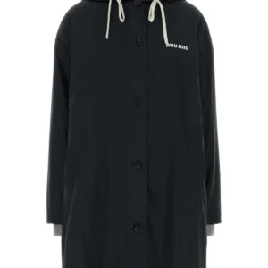 Black polyester blend parka
