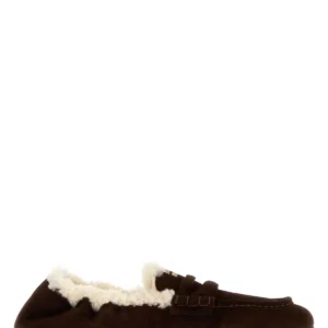 Dark brown suede loafers