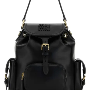 Black leather backpack