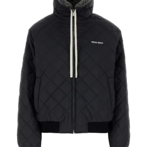 Navy blue polyester down jacket