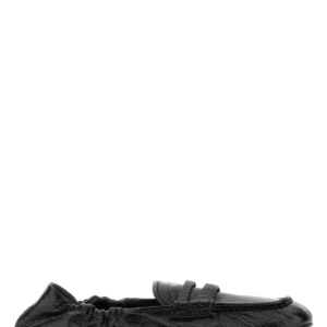 Black leather loafers