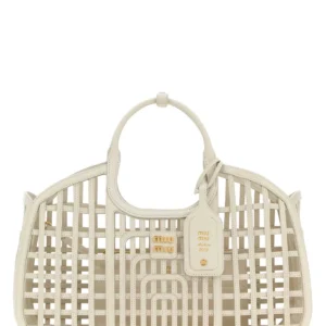 Chalk leather shopping bag