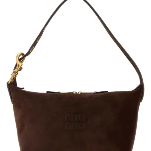 Dark brown suede shoulder bag