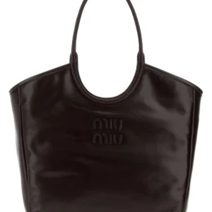 Dark brown Ivy leather shopping bag