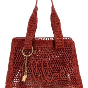 Red raffia East-West Summer Banana shopping bag
