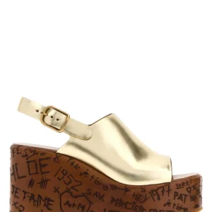 Gold leather Maxime wedge