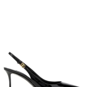 Black leather pumps
