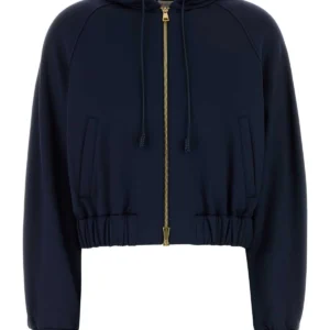 Blue stretch jersey sweatshirt